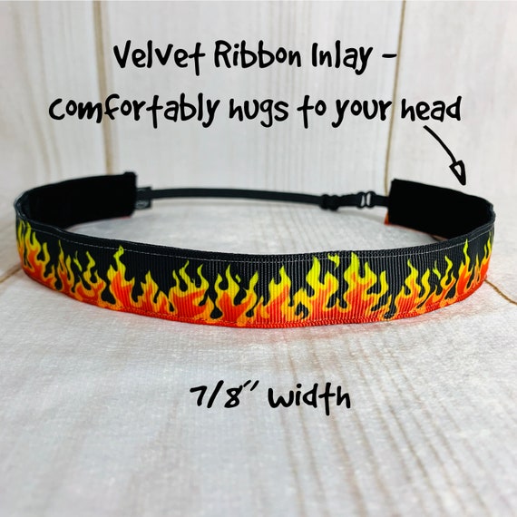 Fire Flames Nonslip Headband, Adjustable Athletic Hairband