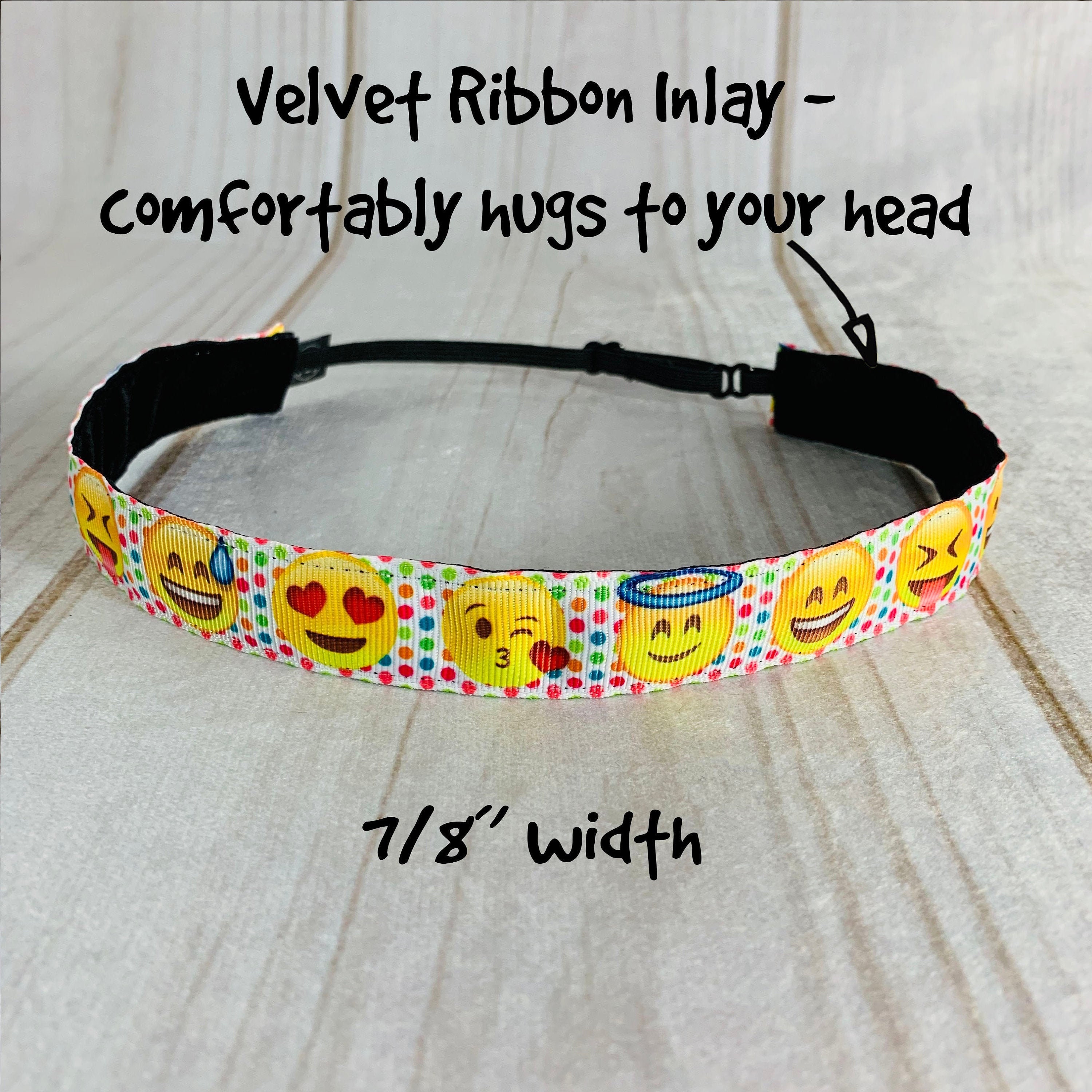 7/8 EMOJI Headband / Gift for Tween / Adjustable Nonslip Workout