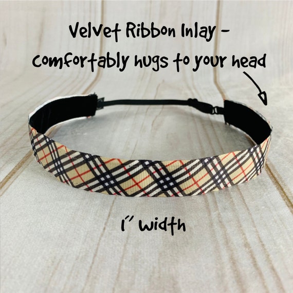 Stripe Nonslip Headband: Black, Red, Tan, Adjustable 1"