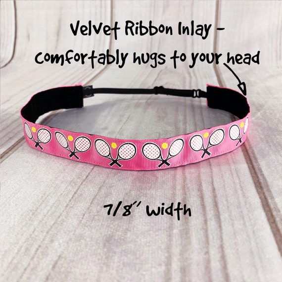 7/8" TENNIS Headband / Fitness Headband / Adjustable Nonslip Headband / Button Headband Option by Busy Bee Headbands