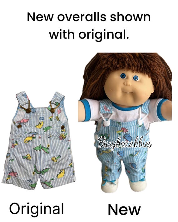Dinosaur DINO OVERALLS for Cabbage Patch Kids! (Choose color)