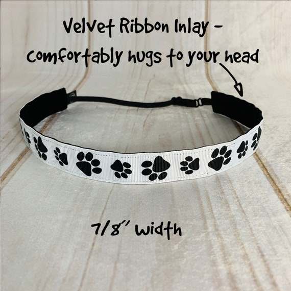 7/8" PAW PRINTS Headband / Dog Cat Lover Gift for Vet / Button Headband Option by Busy Bee Headbands