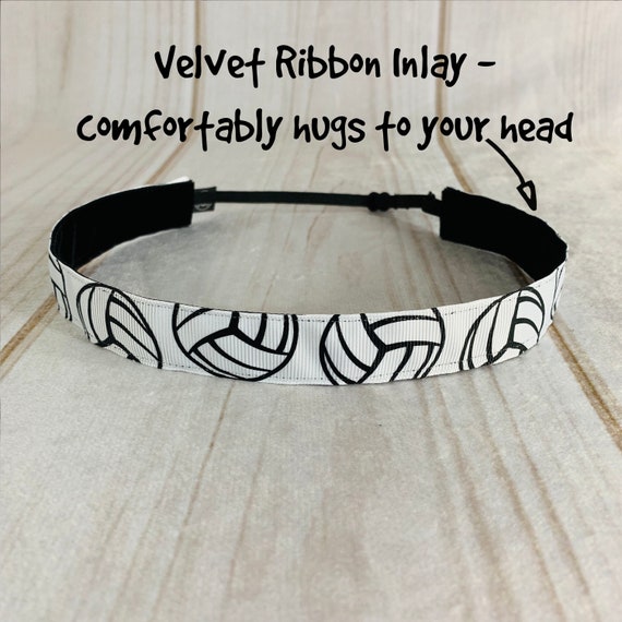 7/8" VOLLEYBALL Headband / Gift for Volleyball Player / Adjustable Nonslip Headband / Button Headband Option by Busy Bee Headbands