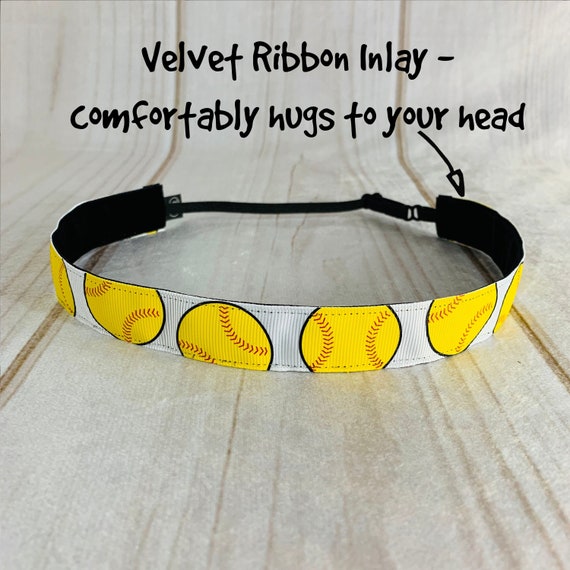 7/8" SOFTBALL Headband / Gift for Softball Player / Adjustable Nonslip Headband / Button Headband Option by Busy Bee Headbands