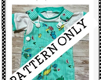 Dinosaur Overalls PATTERN & INSTRUCTIONS for 16" Cabbage Patch Kids (HARDCOPY of pattern with step by step instructions and pictures)
