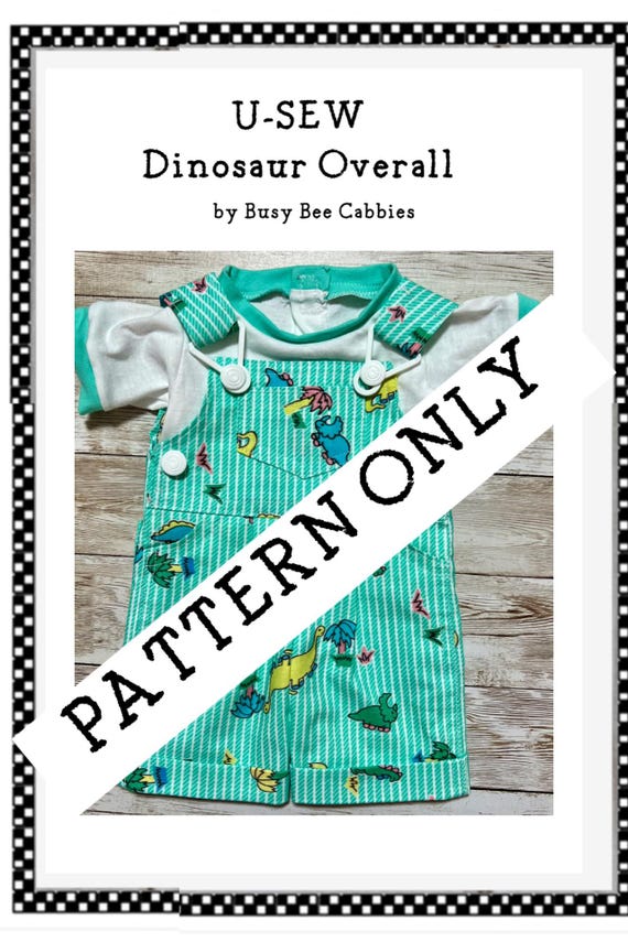 Dinosaur Overalls PATTERN for 16" Cabbage Patch Kids (HARDCOPY)