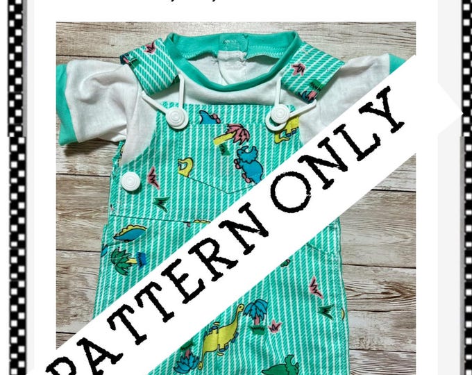 Dinosaur Overalls PATTERN & INSTRUCTIONS for 16" Cabbage Patch Kids (HARDCOPY of pattern with step by step instructions and pictures)