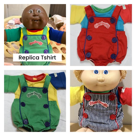 DOLL Color Block TSHIRTS for Button Romper fits 16” Cabbage Patch Kids