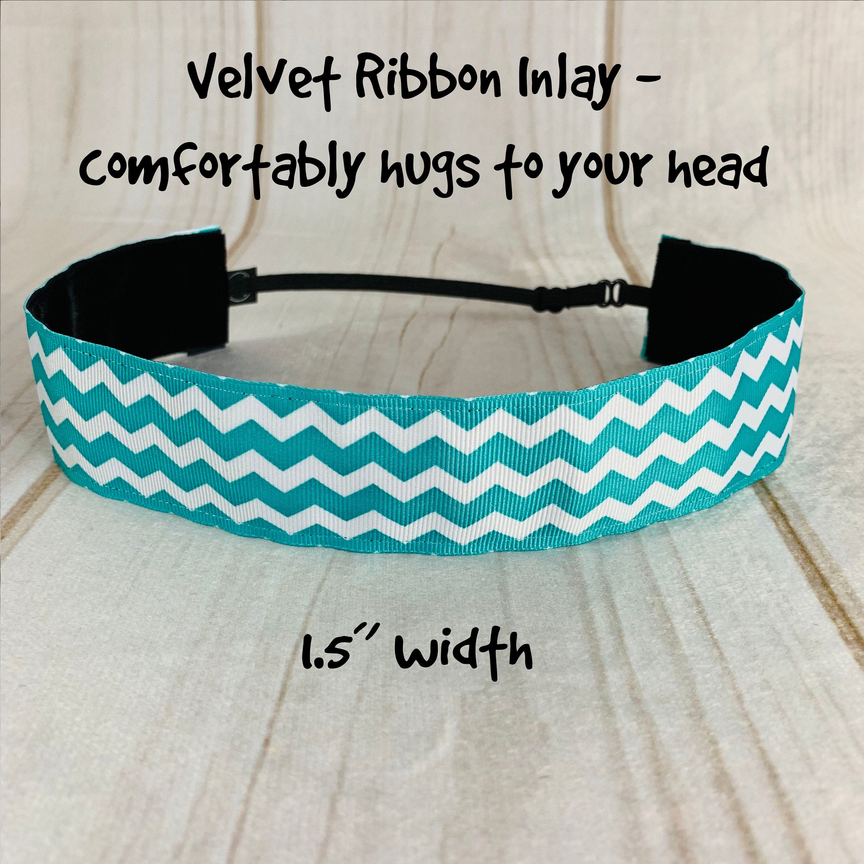 1.5 TEAL CHEVRON Headband Adjustable Nonslip Headband