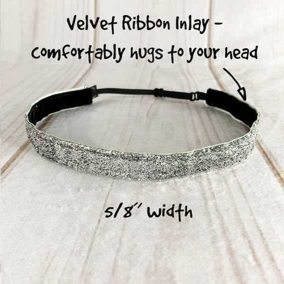 Silver Sparkle Adjustable Nonslip Headband - Workout Running Headband