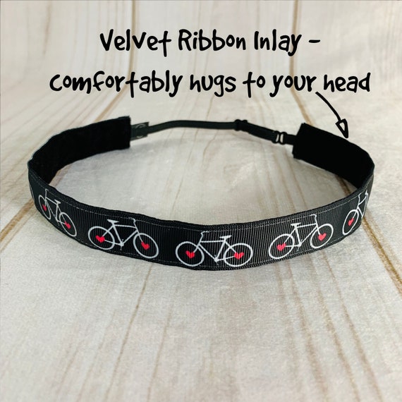 7/8" BICYCLE Headband / Gift for Cyclists / BIKE Headband / Adjustable Nonslip Headband / Button Headband Option by Busy Bee Headbands