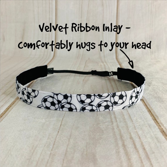 7/8" SOCCER Headband / Gift for Soccer Player / Soccer Player / Adjustable Nonslip Headband / Button Headband Option by Busy Bee Headbands