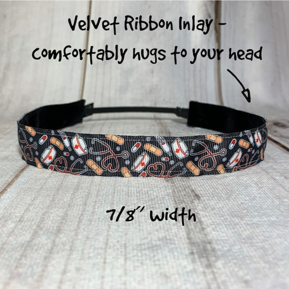 7/8" HEALTHCARE HERO Headband / Nurse Doctor Headband / Adjustable Nonslip Headband / Button Headband Option by Busy Bee Headbands