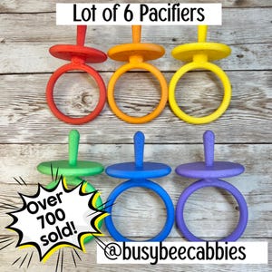 Lote de 6 / MEJORES chupetes para muñecas Cabbage Patch Kids / Rojo Naranja Amarillo Verde Azul Morado / ¡Más de 700 chupetes vendidos en línea!