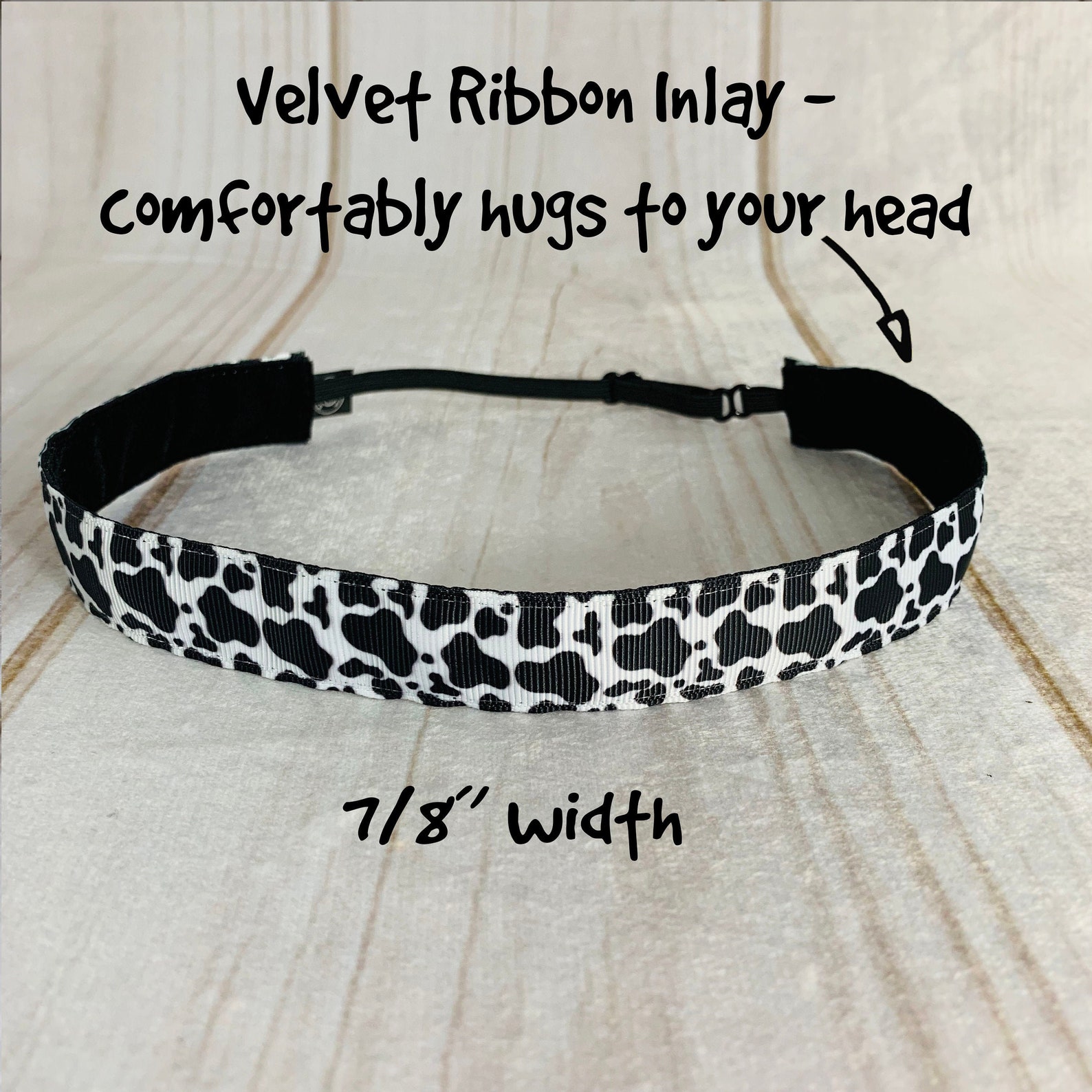 7/8 COW PRINT Headband / Adjustable Nonslip Headband / Etsy