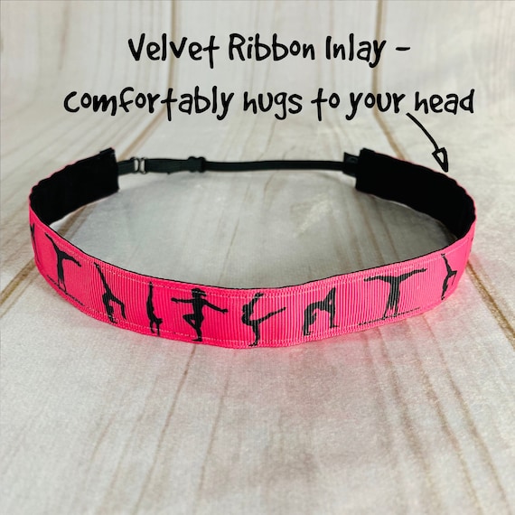 7/8" GYMNAST Headband / GYMNASTICS Workout Headband / Adjustable Nonslip Headband / Button Headband Option by Busy Bee Headbands