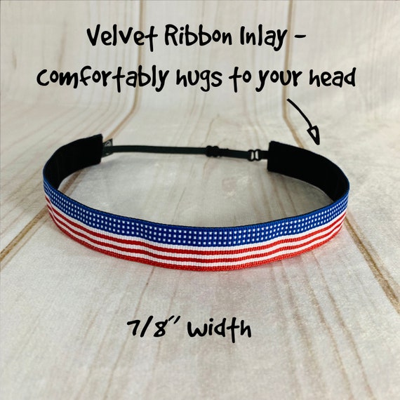 Patriotic USA Flag Headband, Adjustable Nonslip Americana Headband