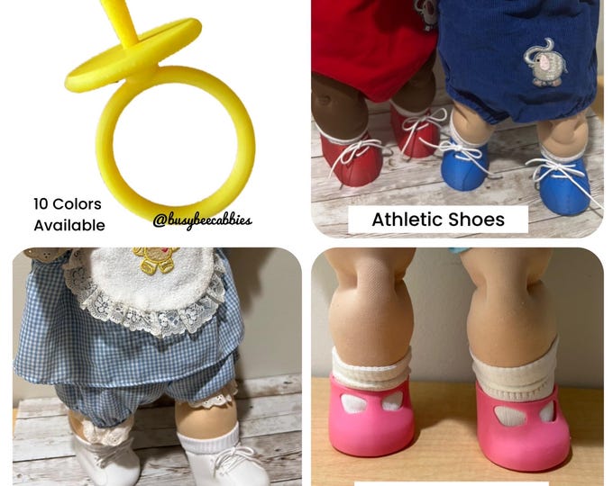 DOLL PACIFIERS and SHOES for 16” Cabbage Patch Kids Dolls, Preemies, Toddlers ~ Many Colors Available