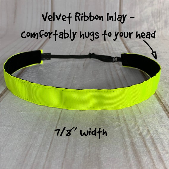 Yellow Neon Nonslip Headband: Adjustable Workout Headband