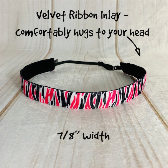 Pink Zebra Nonslip Headband: Adjustable Athletic Headband