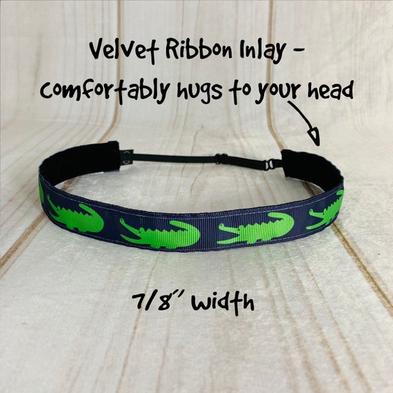 7/8" CROC ALLIGATOR Headband / Crocodile Gator Headband / Adjustable Nonslip Headband / Button Headband Option by Busy Bee Headbands