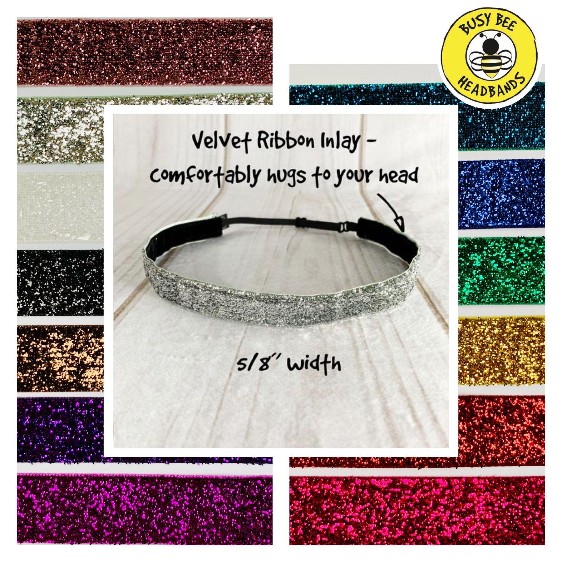 5/8 SPARKLE GLITTER Headbands / Running Headband / Workout Headband