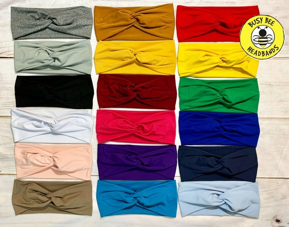 BLACK GREY WHITE & More Colors! Twist Headband, Turban Headband, Wide Headband, Workout Headband, Nurse Button Headband