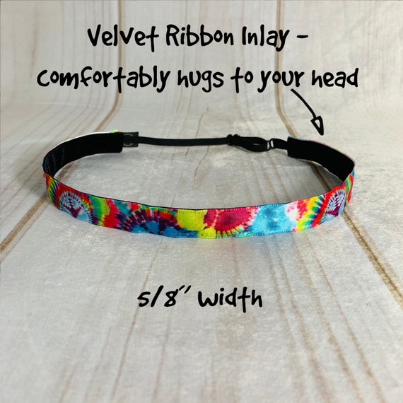 5/8" TIE DYE Headband / Tween Headband / Adjustable Nonslip Headband / Button Headband Option by Busy Bee Headbands