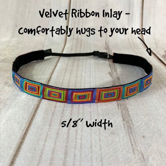 5/8" RAINBOW Headband / Workout Headband / Adjustable Headband / Nonslip Headband / Button Headband Option by Busy Bee Headbands