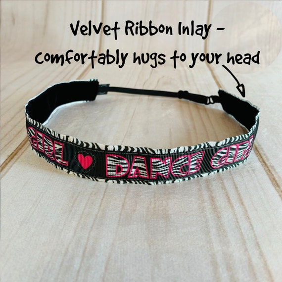 1" DANCE GIRL Headband / Workout Headband / DANCE Headband / Adjustable Nonslip Headband / Button Headband Option by Busy Bee Headbands