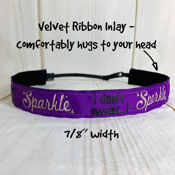 I Don't Sweat I SPARKLE Headband, 7/8" Adjustable Nonslip Workout Headband