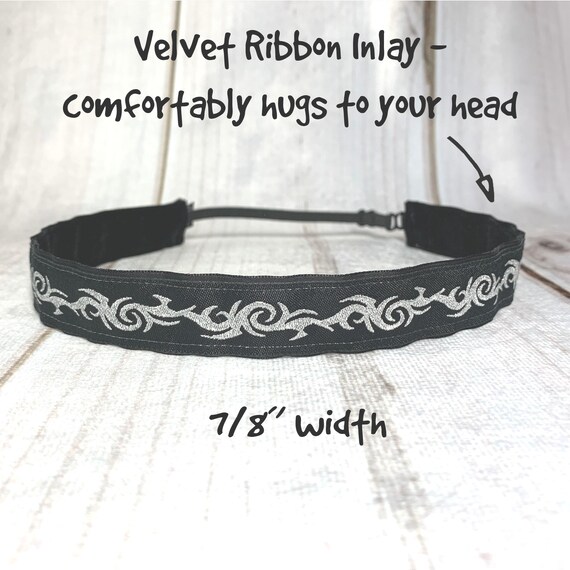 Black Tattoo Headband: Adjustable, Nonslip Fitness Headband
