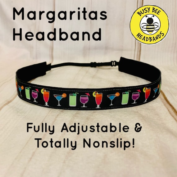 7/8" WILL RUN for MARGARITAS Headband /  Running Runners Headband / Adjustable Nonslip Headband / by Busy Bee Headbands