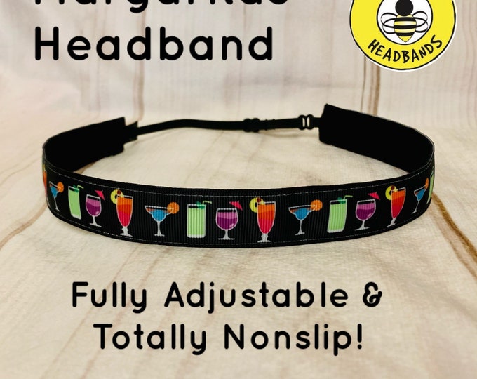 7/8" WILL RUN for MARGARITAS Headband /  Running Runners Headband / Adjustable Nonslip Headband / by Busy Bee Headbands