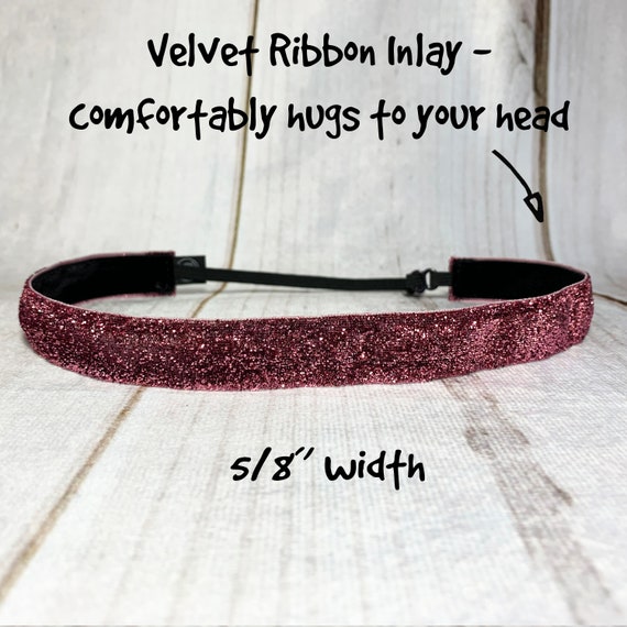 5/8" ROSE GOLD Headband / Blush PINK Headband / Adjustable Nonslip Headband / Workout Headband / Button Option by Busy Bee Headbands