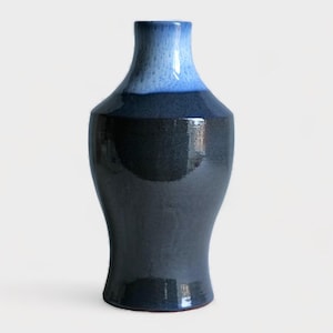 Blue ceramic vase, vintage blue vase