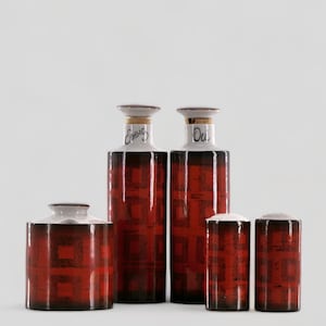 Vintage condiment set oil vinegar salt pepper mustard cruets
