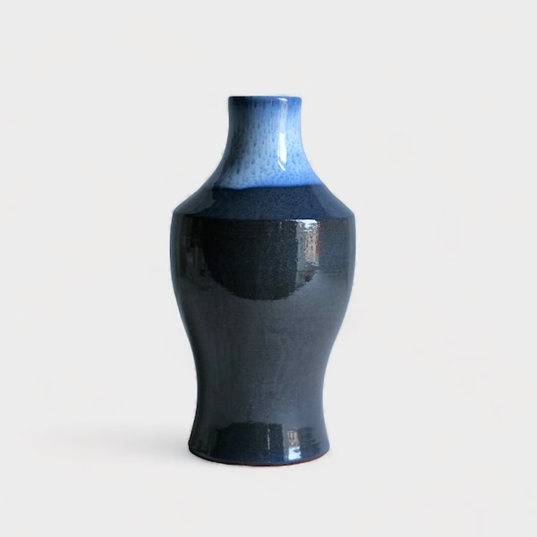 Blaue Vintage-Vase aus Keramik
