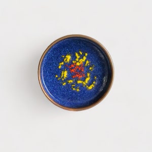 Vintage ashtray, copper and enamel blue ashtray