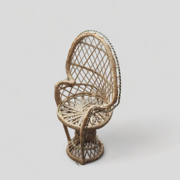 Mini Peacock Style Rotan Fauteuil - Boho Decoratie voor poppen en planten - Kleine BOHO Fauteuil