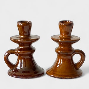Ceramic Candle Holders Brown and Orange
