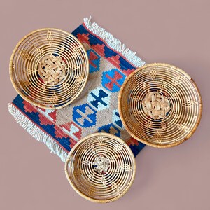 3 vintage rieten wandborden, vintage rotan boho wanddecoratie, rotan brood- of fruitmand