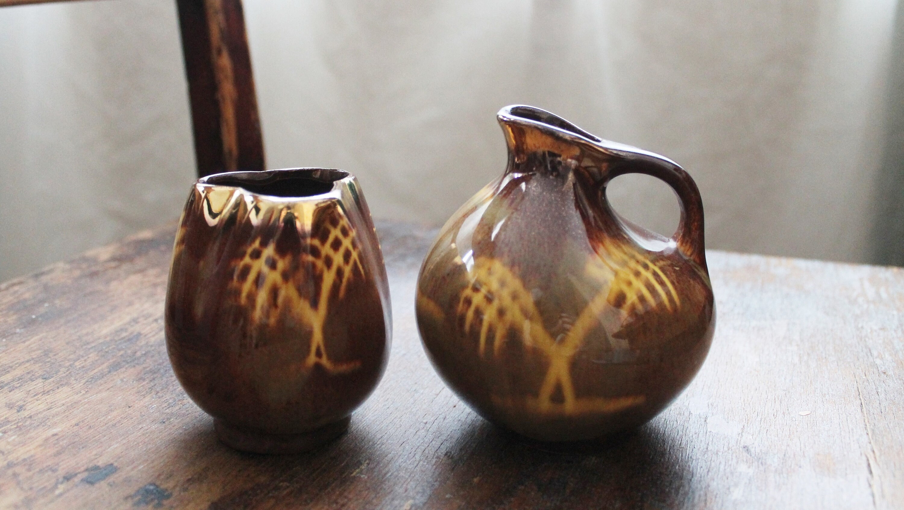 Vintage ceramic vases vintage brown vases Etsy