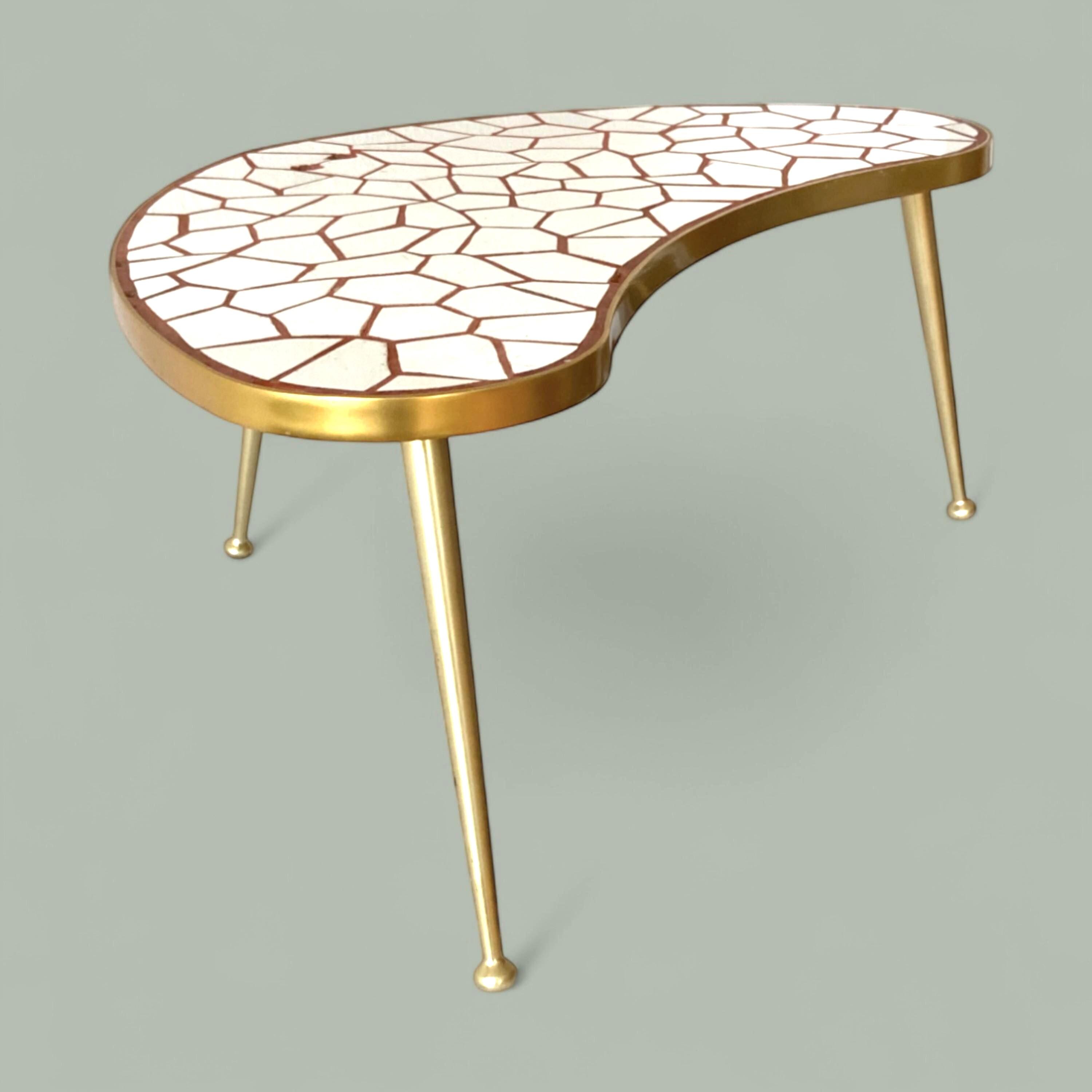 Vintage Mosaic Kidney Shaped Table, 50s MCM Metal Coffee Table - Etsy