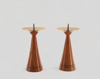 Vintage wooden candle holders set of 2