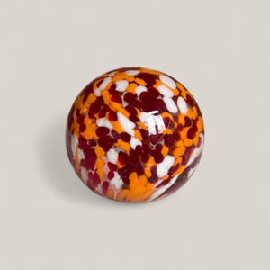 Vintage confetti glass paperweight orange red and white, Office paperweight Gift idea