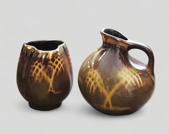Vintage ceramic vases, vintage brown vases