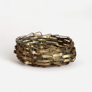 Gift Vintage ring holder  handwoven round brass