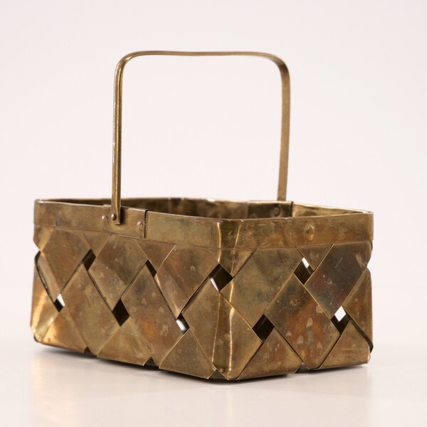 Woven Brass Basket Etsy