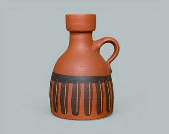 Boho Terracotta Jug Vase, Handmade– Boho clay Vase, Pottery Vase Home Décor